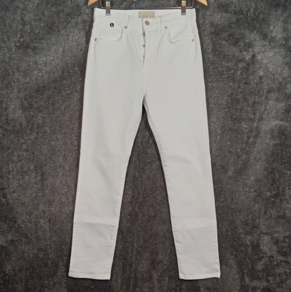 CQY white high rise button fly straight leg women's size 28 - Picture 1 of 8